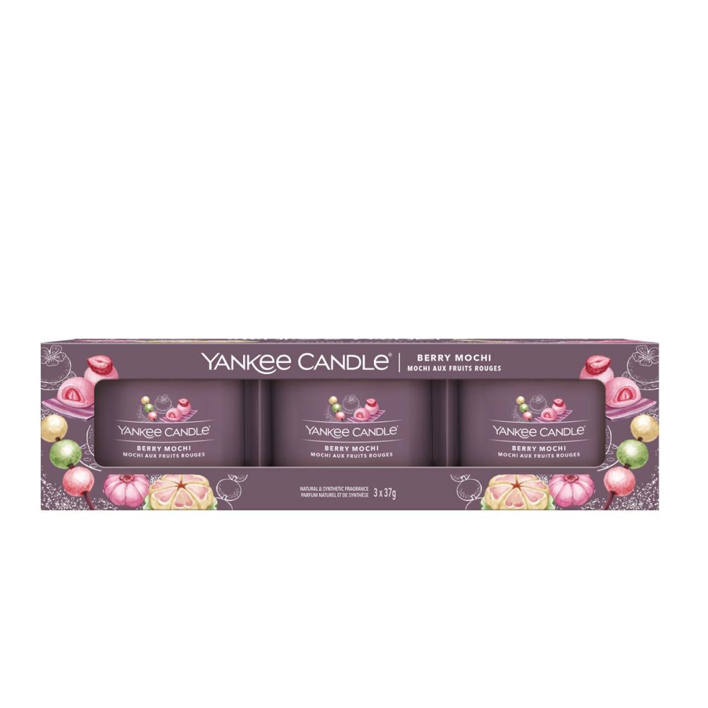 Yankee Candle Berry Mochi 3 Filled Votive Candle Gift Set £6.99